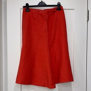 Linen Tomato Red A-line Skirt